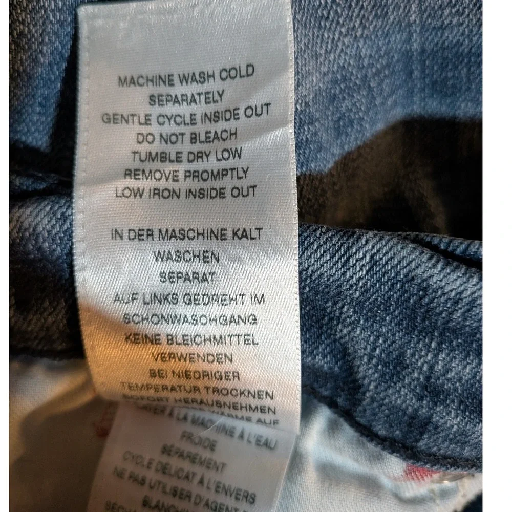 True Religion Men 35/33 Section Slim Fit Jeans Straight Leg‎ Med Blue Distressed